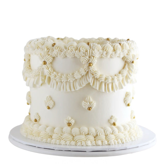 CHOCOLATE VANILLA PEARL AND FLEUR CAKE