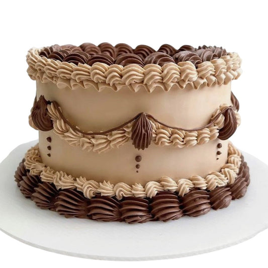 CHOCOLATE SALTED CARAMEL VINTAGE RIBBON CAKE