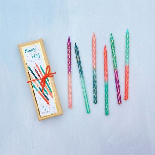 GLITTER VILLE OMBRE BIRTHDAY PARTY CANDLES