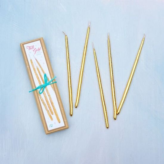 GLITTER VILLE GOLDEN TALL PARTY CANDLES